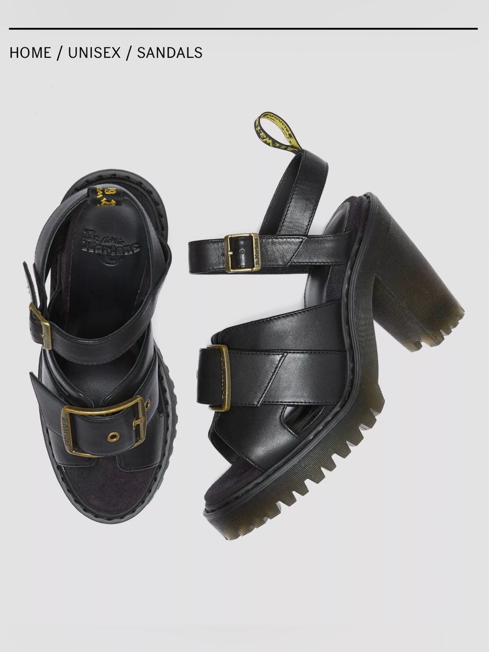 Dr. Martens Granik Leather Platform Heeled Sandals Black US 10 GUC